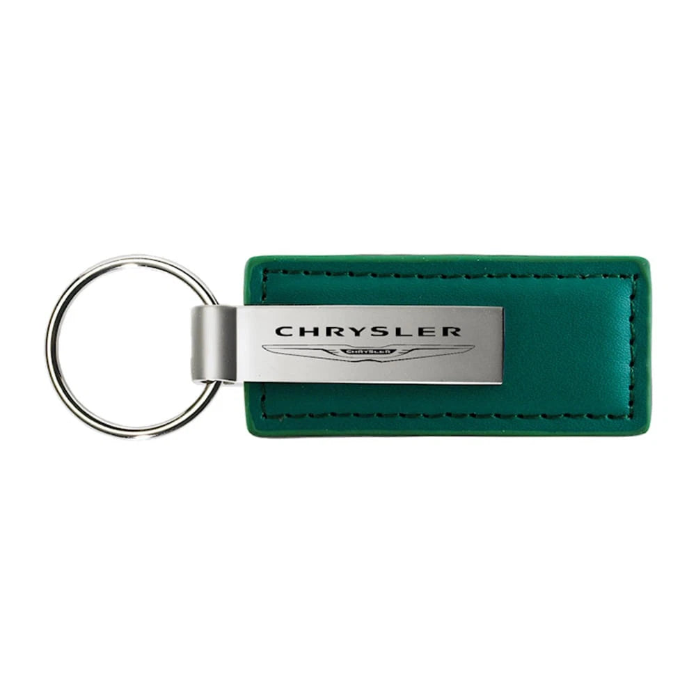 Green Leather Keychain KC1546.CHR - Officially Licensed for Chrysler