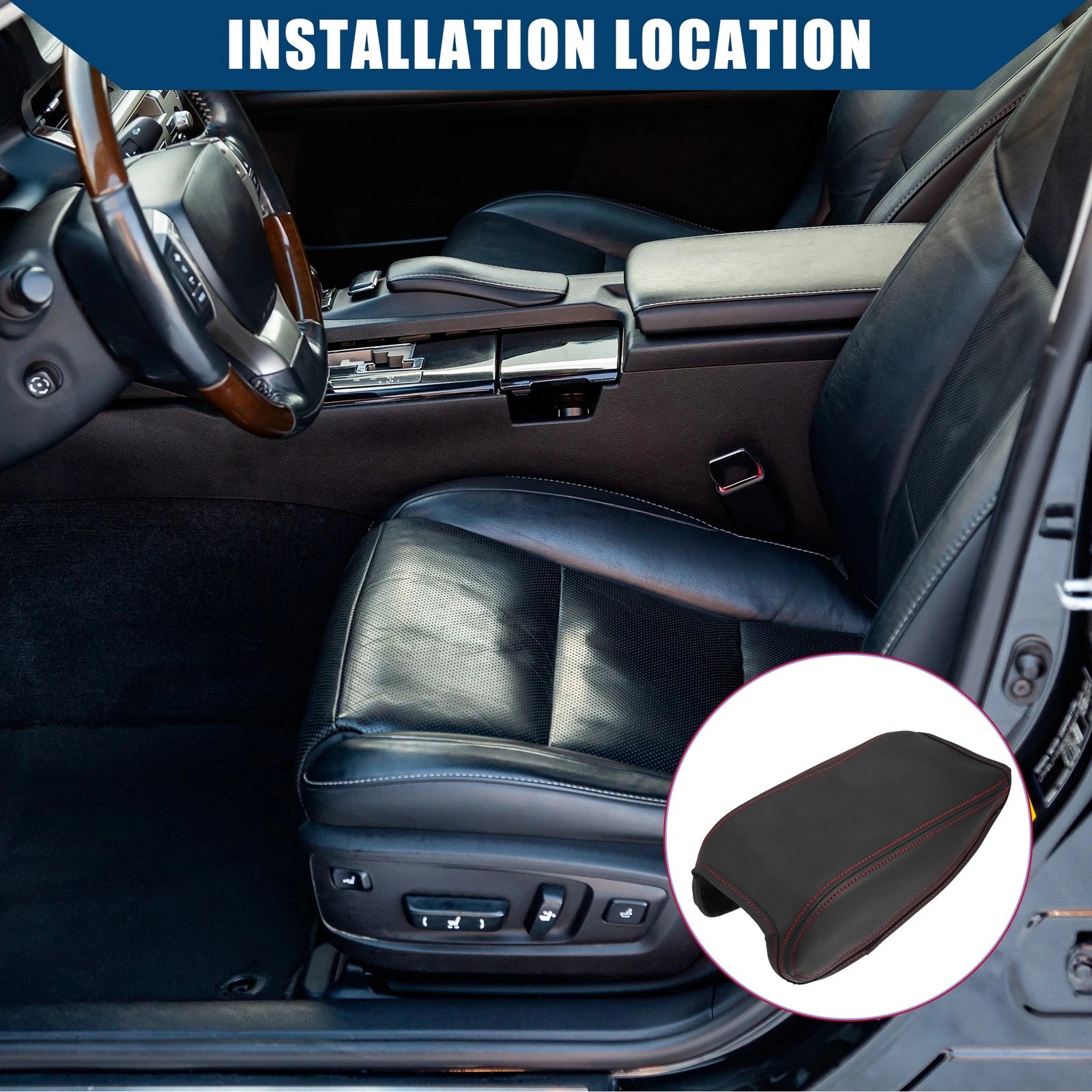 Center Console Armrest Cover for Audi Q2 (2018–2022) Faux Leather Black