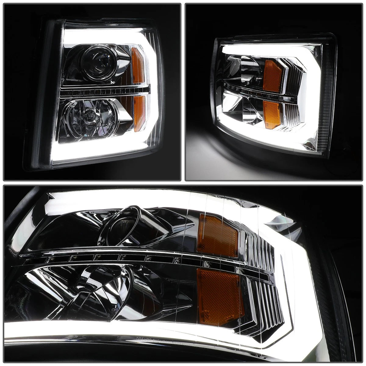 LED DRL Bar Sequential Signal Projector Headlight for Silverado 1500 (2007–2014)