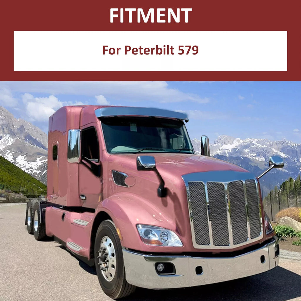 2X Chrome Door Mirror Cover Caps for Peterbilt 579 (2015–2023)
