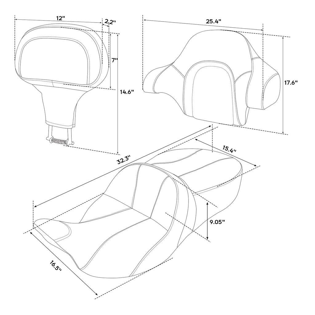 Seat Backrest Pad for Harley Street Electra Glide (2014–2023)