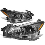 Pair of Black Housing Amber Corner Projector Headlights for Mazda 3 (2014–2016)