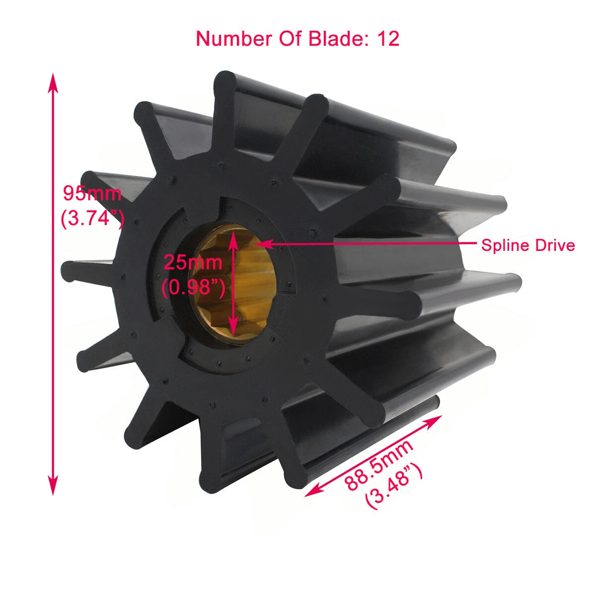 Water Pump Impeller for Jabsco Johnson Volvo (17936-0001, 09-814B, 875697, 844683)