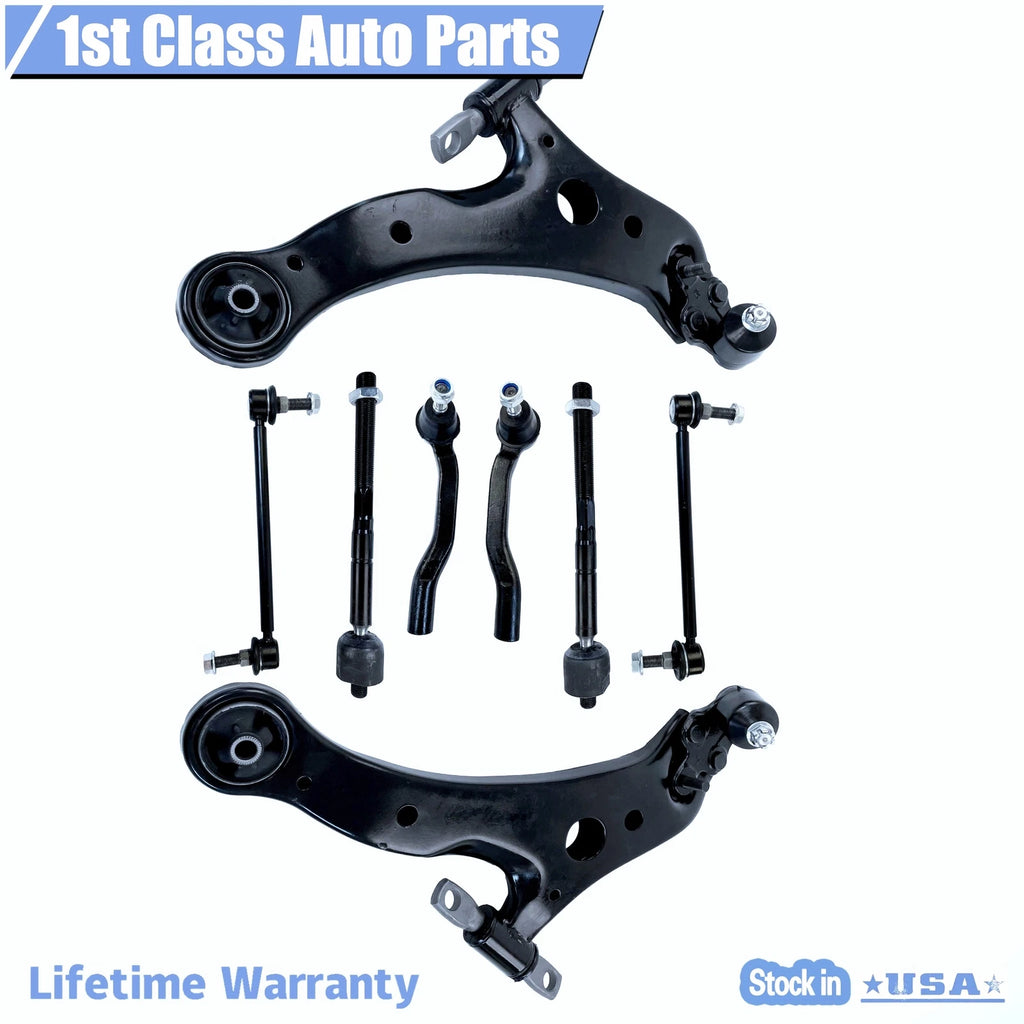 8X Front Lower Control Arm Ball Joint Tie Rod Kit for Toyota Sienna (2004–2010)