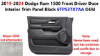 Front Driver Door Interior Trim Panel for Dodge Ram 1500 (2019–2024) 6TP53TX7AA