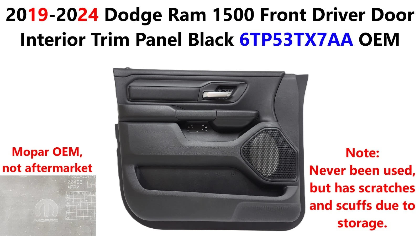 Front Driver Door Interior Trim Panel for Dodge Ram 1500 (2019–2024) 6TP53TX7AA