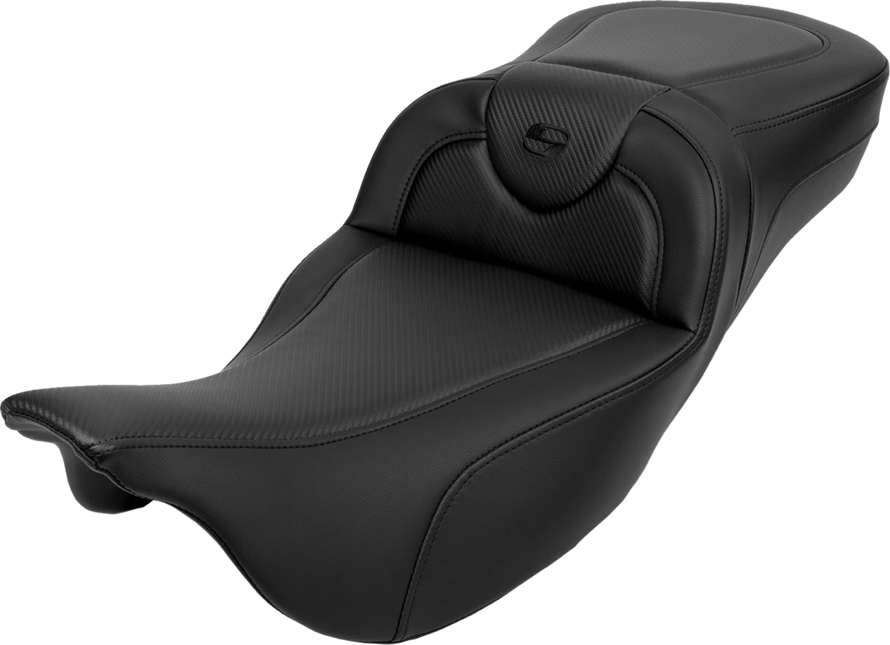 SADDLEMEN Roadsofa Extended Reach Seat for Motorcycle (Carbon Fiber, Black Stitch)