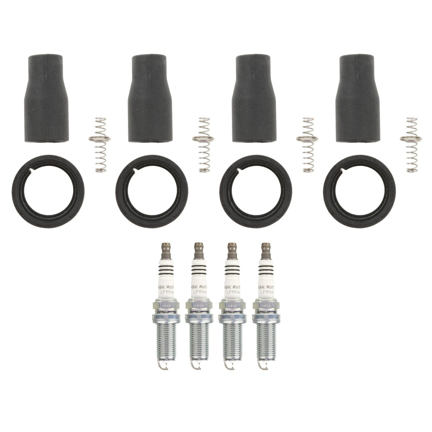 Set of 4 NGK Ruthenium HX Spark Plugs & Coil Boots for Forte Optima Sonata (L4)