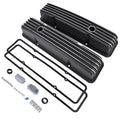 Finned Aluminum Tall Valve Covers for Chevy Small Block (283–400) Black