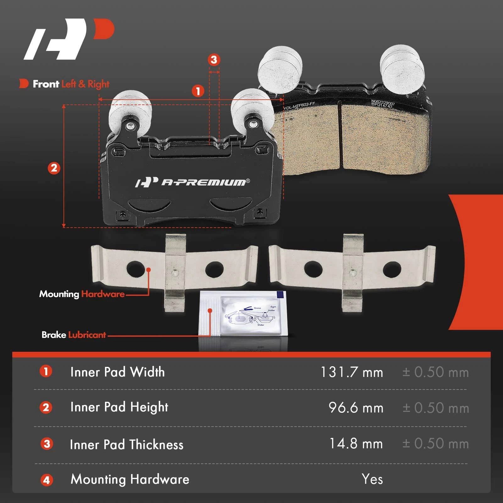 Set of 4 Front Ceramic Brake Pads for Chevrolet Camaro Corvette Cadillac CTS (2010–2015)