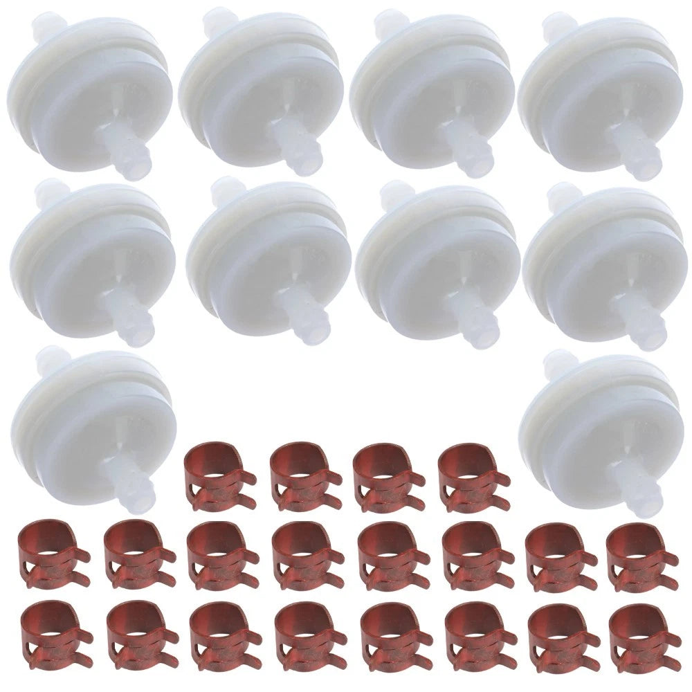 10 Fuel Filters and 20 Hose Clamps for Cub Cadet (Replaces 394358)