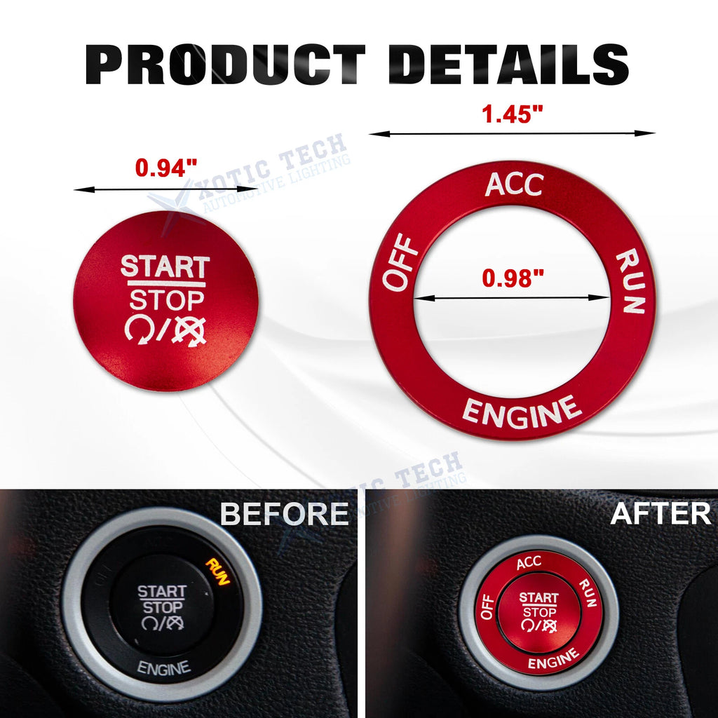 Push Start Stop Button Cover Decor Kit for Dodge Charger (2011-2023)