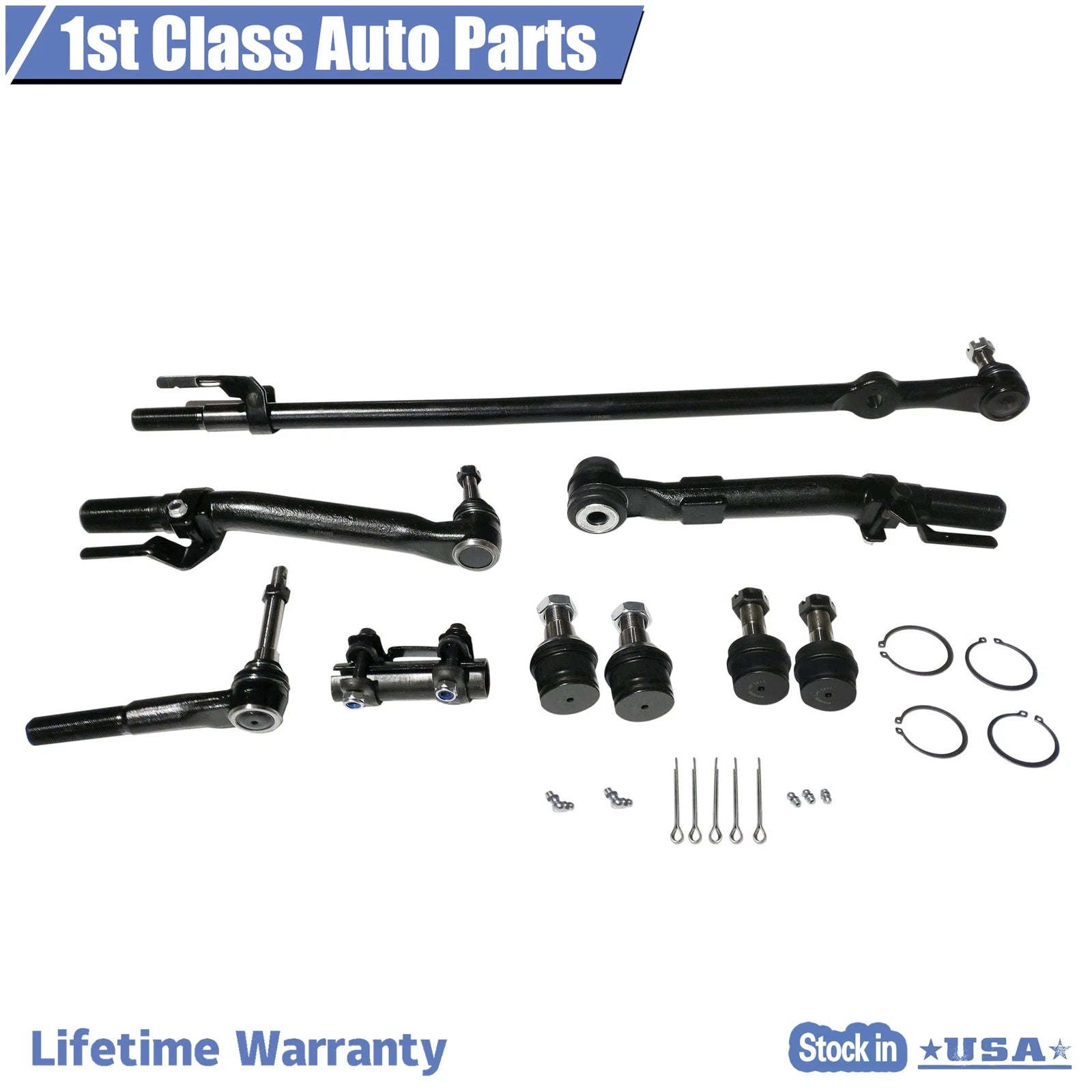 Set of 9 Front Steering Ball Joints Tie Rods for Ford F-250 Super Duty (2005–2016)