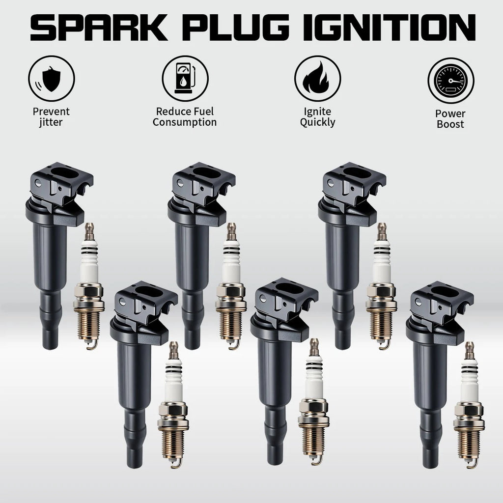 Set of 6 Ignition Coils & 6 Spark Plugs for BMW 335i 535i 550i 750i M5 (2007–2013)
