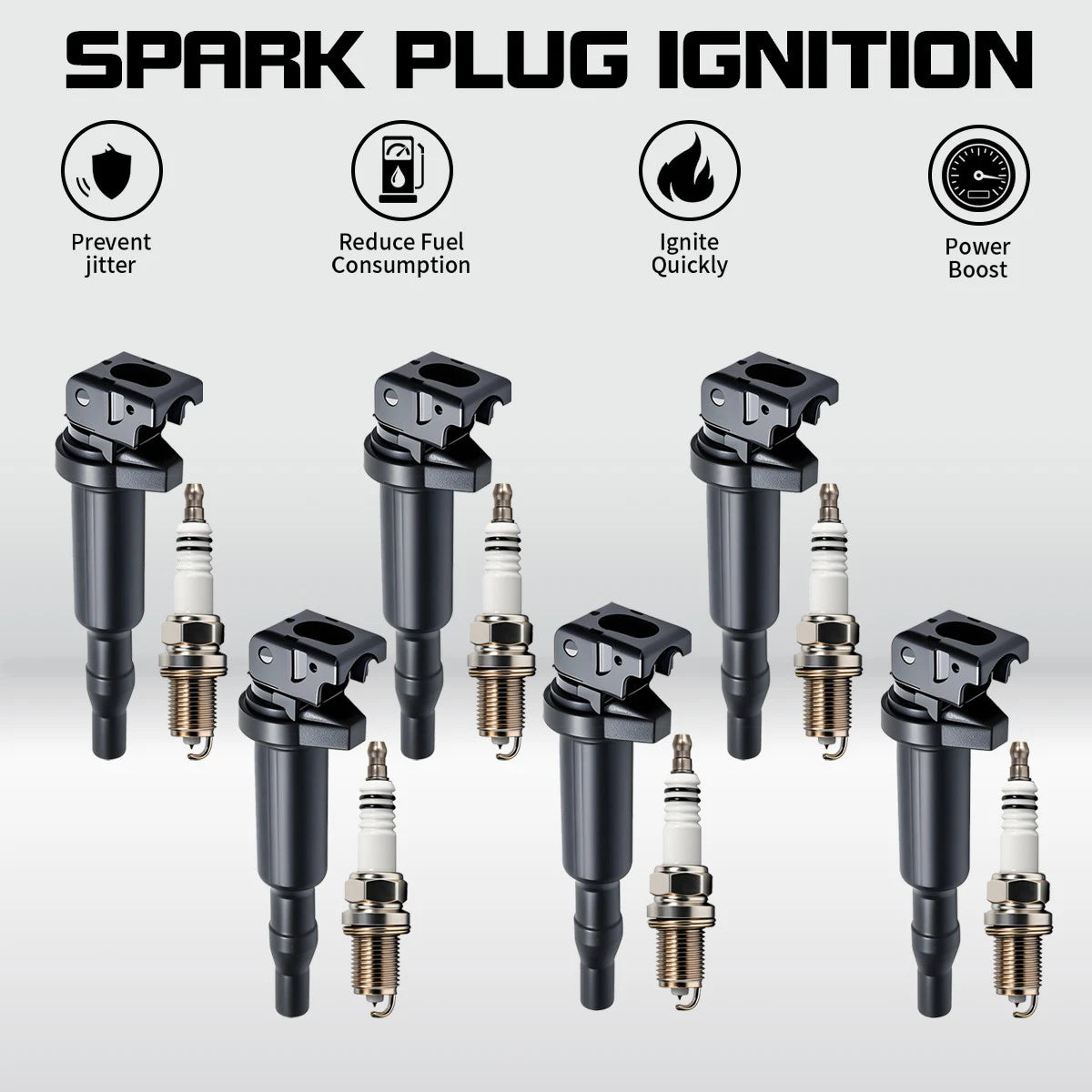 Set of 6 Ignition Coils & 6 Spark Plugs for BMW 335i 535i 550i 750i M5 (2007–2013)