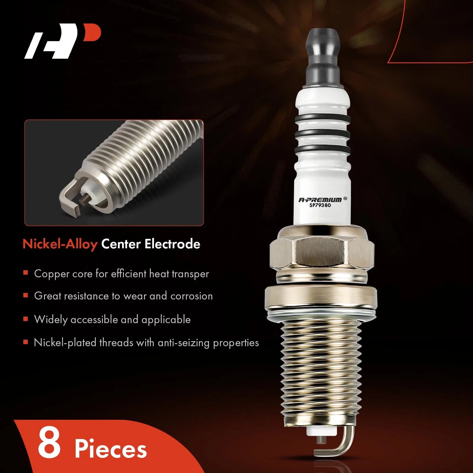 Set of 8 Nickel Spark Plugs for Dodge Ram 2500 (1995–1996)