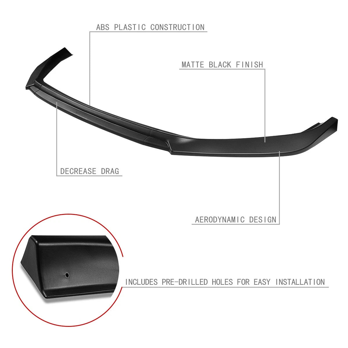 3Pc Front Bumper Lip Splitter Diffuser for VW Golf (2018–2021) Matte Black