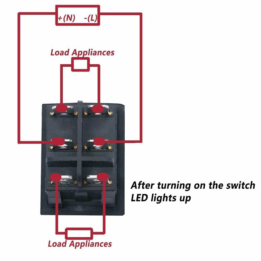 Rocker Switch with Red Neon Lamp for Universal Applications (AC 250V/125V)
