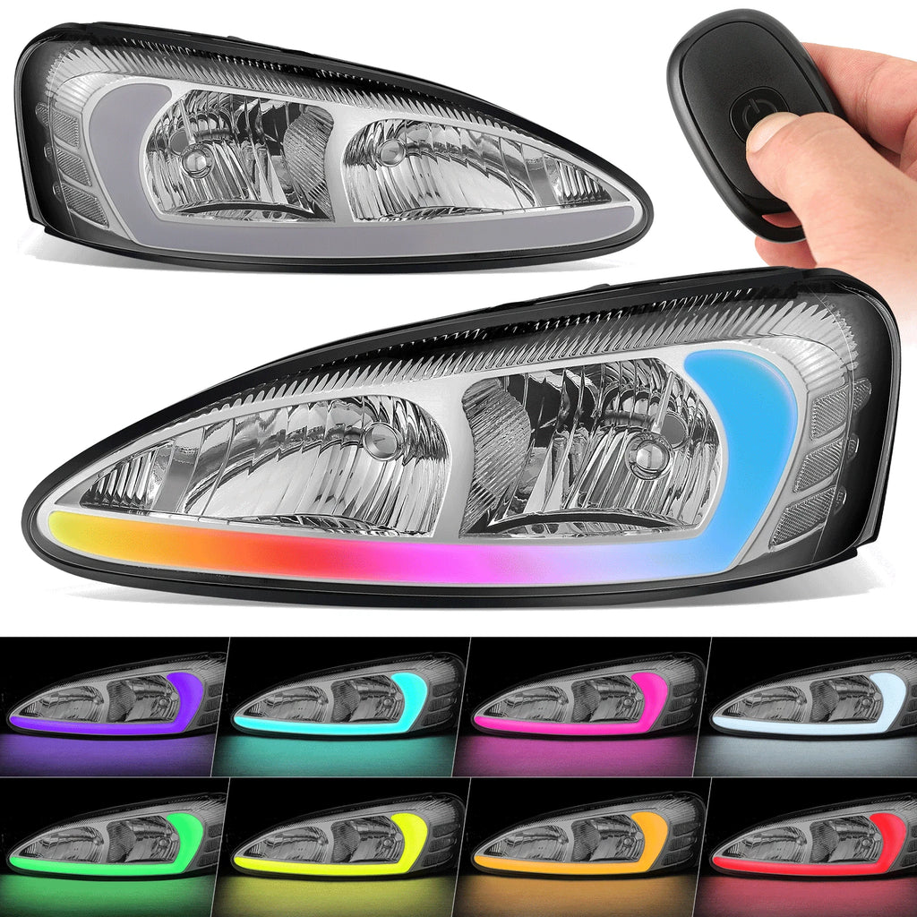 3D LED Bar Chrome Housing Clear Corner Headlights for Pontiac Grand Prix (2004–2008)