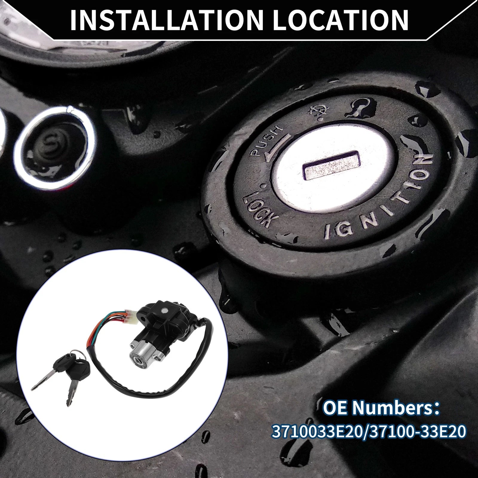 Ignition Key Switch No. 3710033E20 for Suzuki GSXR600 (2004–2005, 2008–2015)