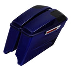 4" Stretched Saddlebags for Harley Street Glide (2014–2023) Zephyr Blue/Black Sunglo
