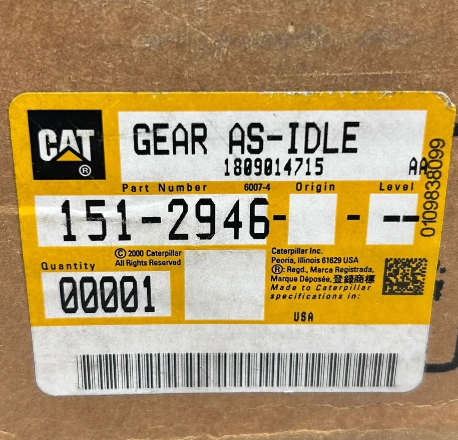 Caterpillar 151-2946 Gear AS-IDLE for Caterpillar Equipment (OEM)