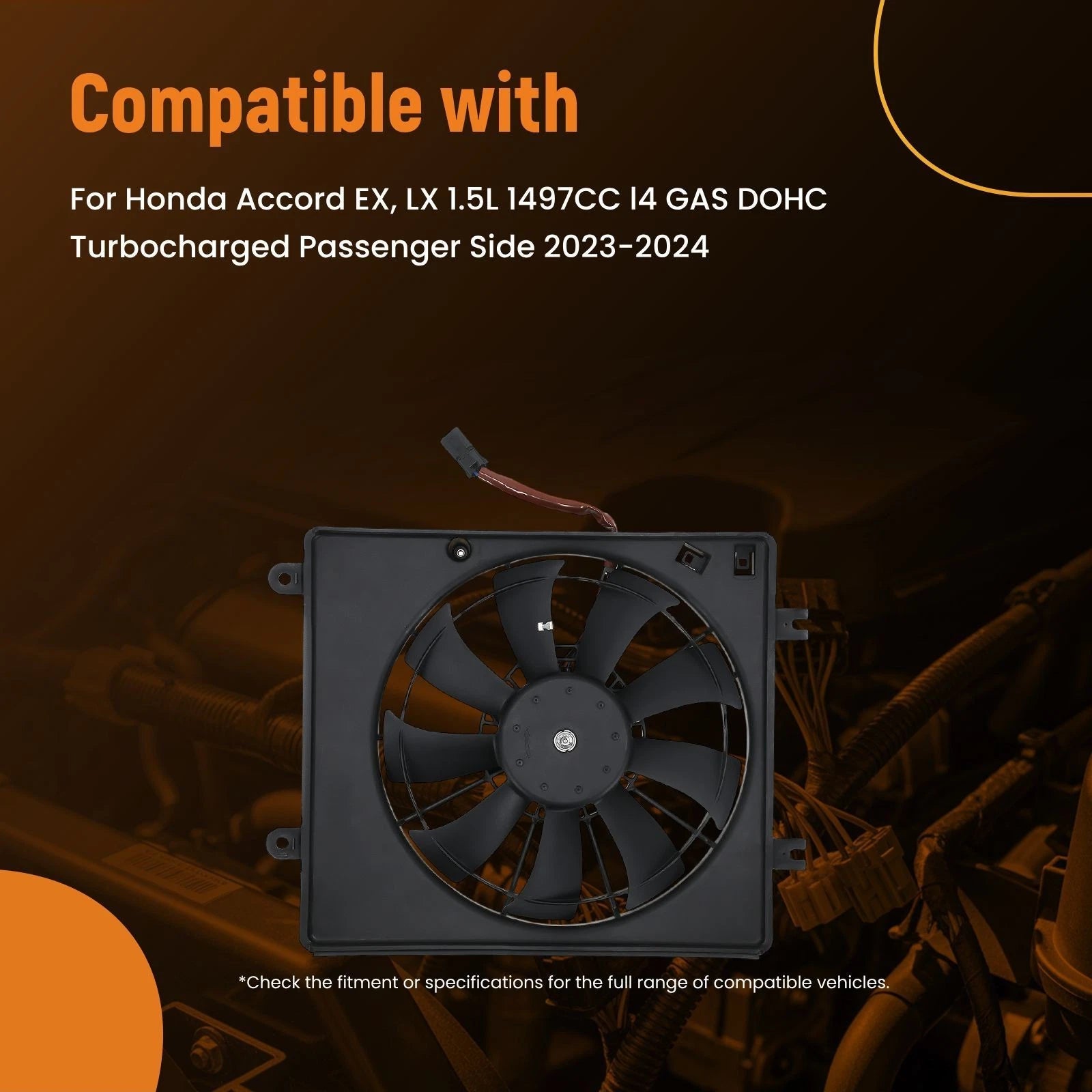 Cooling Fan Assembly for Honda Accord EX 1.5L Turbocharged (2023–2024)