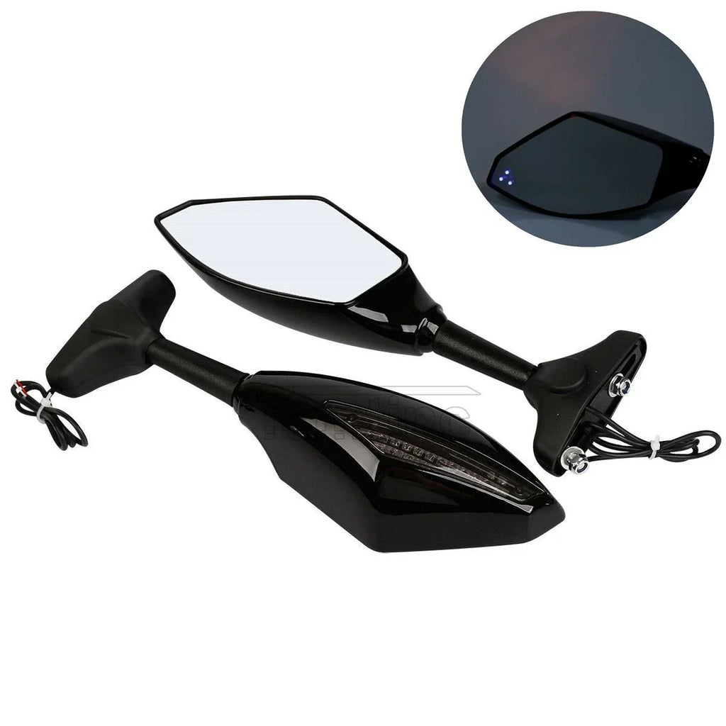 LED Turn Signal Rear View Side Mirrors for Yamaha YZF R6 (1999-2012) R6S (2006-2009)
