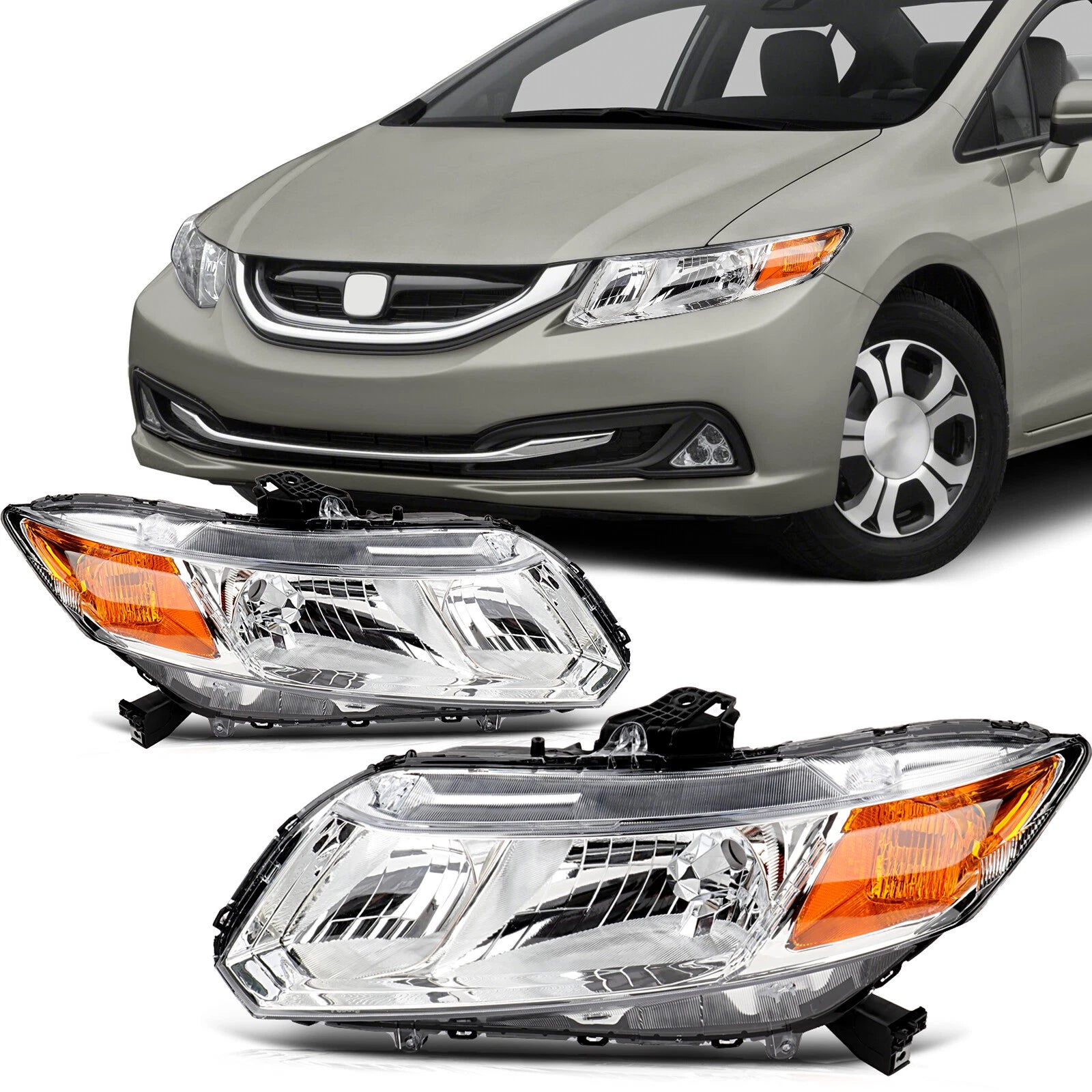 2X Headlights for Honda Civic Sedan/Coupe (2012–2015)