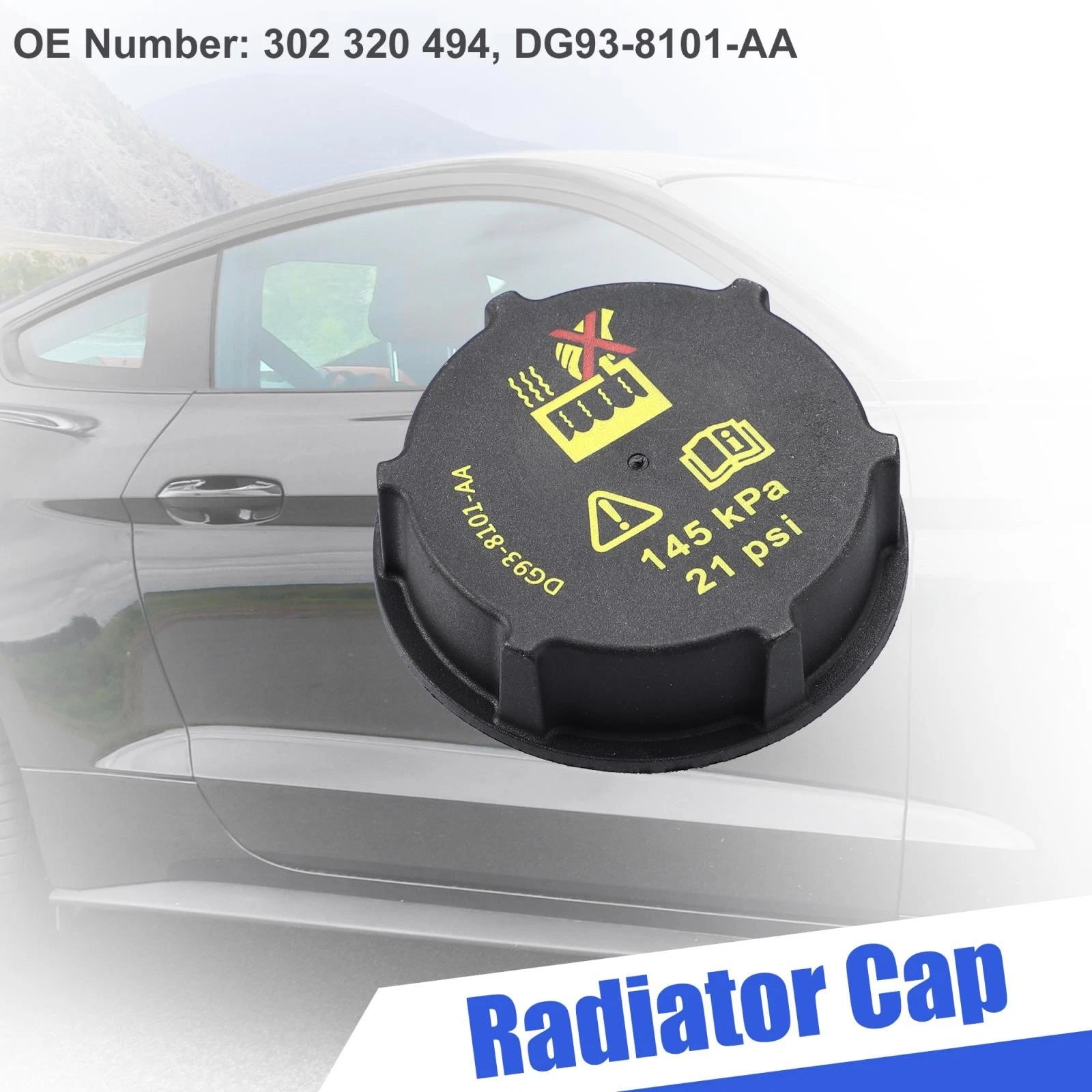 Radiator Cap Cover 302 320 494 DG93-8101-AA for Ford Mustang (2017) Black