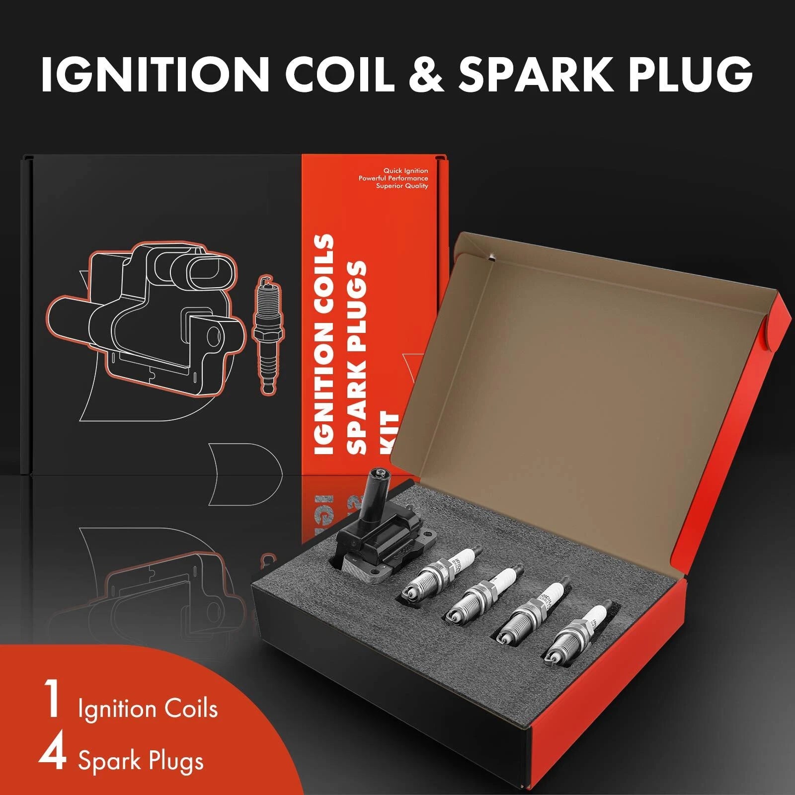 1x Ignition Coil & 4x Iridium Spark Plugs for Nissan Sentra Frontier (2000–2023)