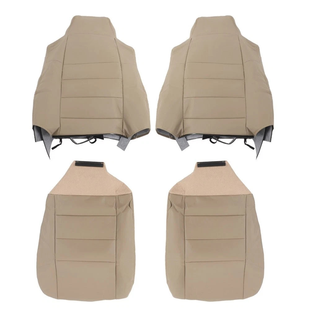 Set of 2 Front Bottom Top Seat Covers for Ford F250 F350 (2002–2007) Tan