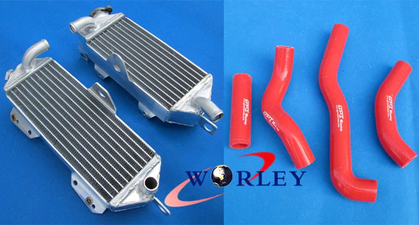 Aluminum Radiator + Blue Silicone Hose for Kawasaki KX250 (1988-1989)