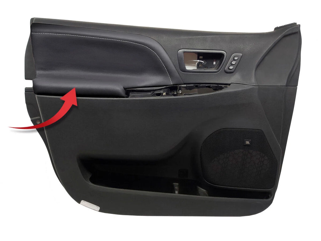 Door Panel Insert Cards Leather for Toyota Sienna (2011–2020) White Stitch
