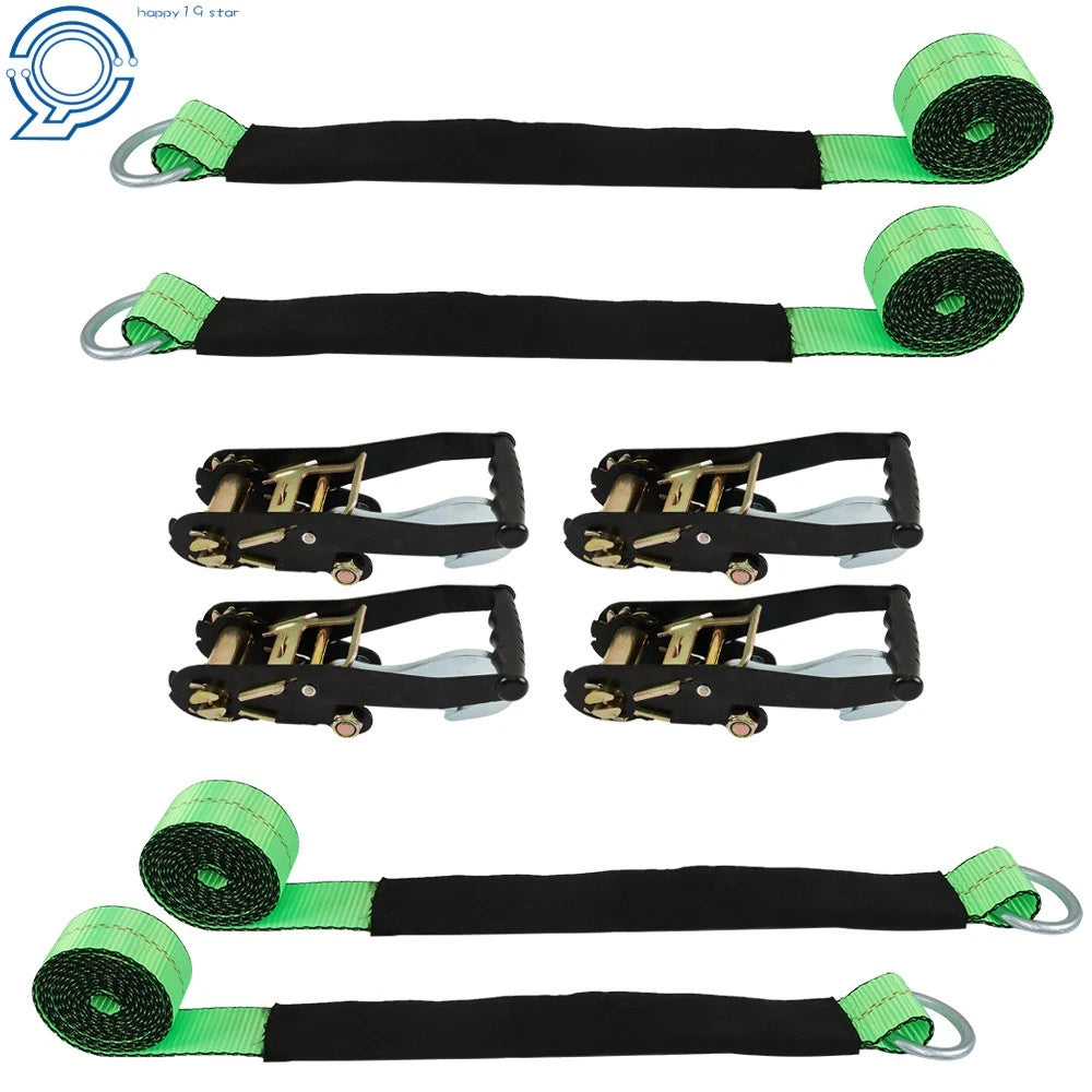 Set of 4 Car Tie Downs with Snap Hooks for Trailer (2 Inch x 96 Inch)