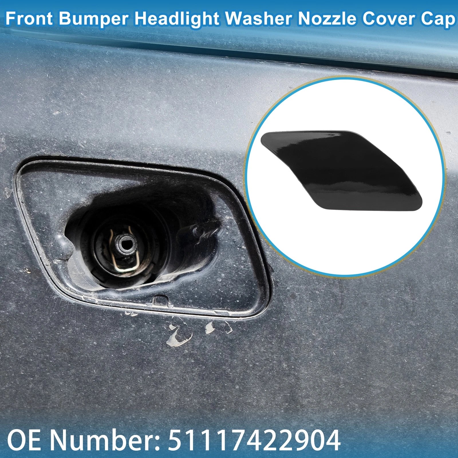Front Right Washer Nozzle Cover Cap No. 51117422904 for BMW X6 (2015–2019) Black