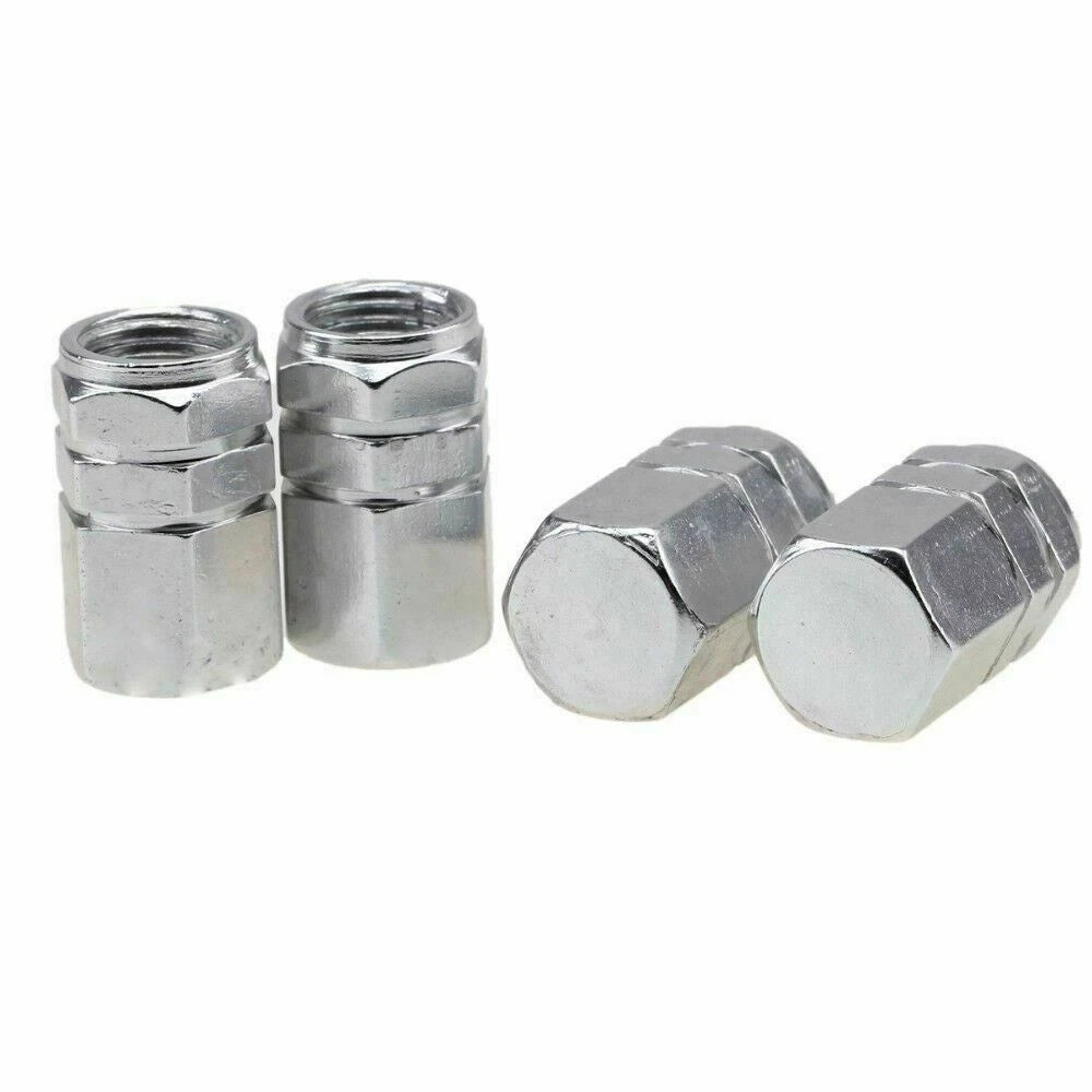 Silver Metal Wheel Valve Caps for Universal Tire Tyres (-)