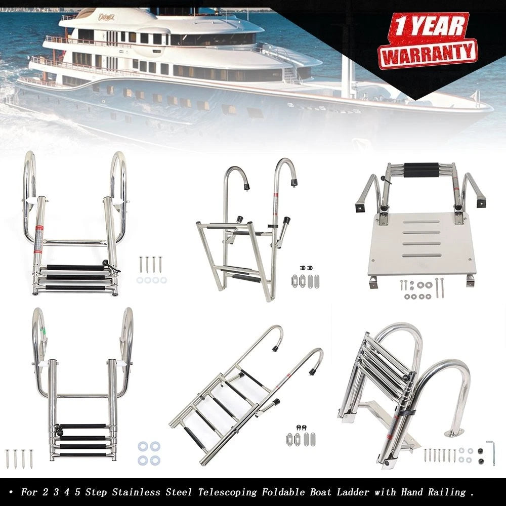 Stainless Steel Telescoping Dock Ladder for Boats (2/3/4/5 Steps)
