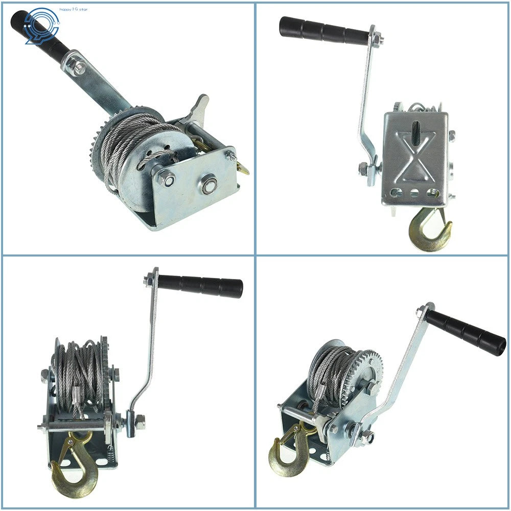 800lbs Hand Winch with 26FT Wire Rope and Hook for Trailer & Boat