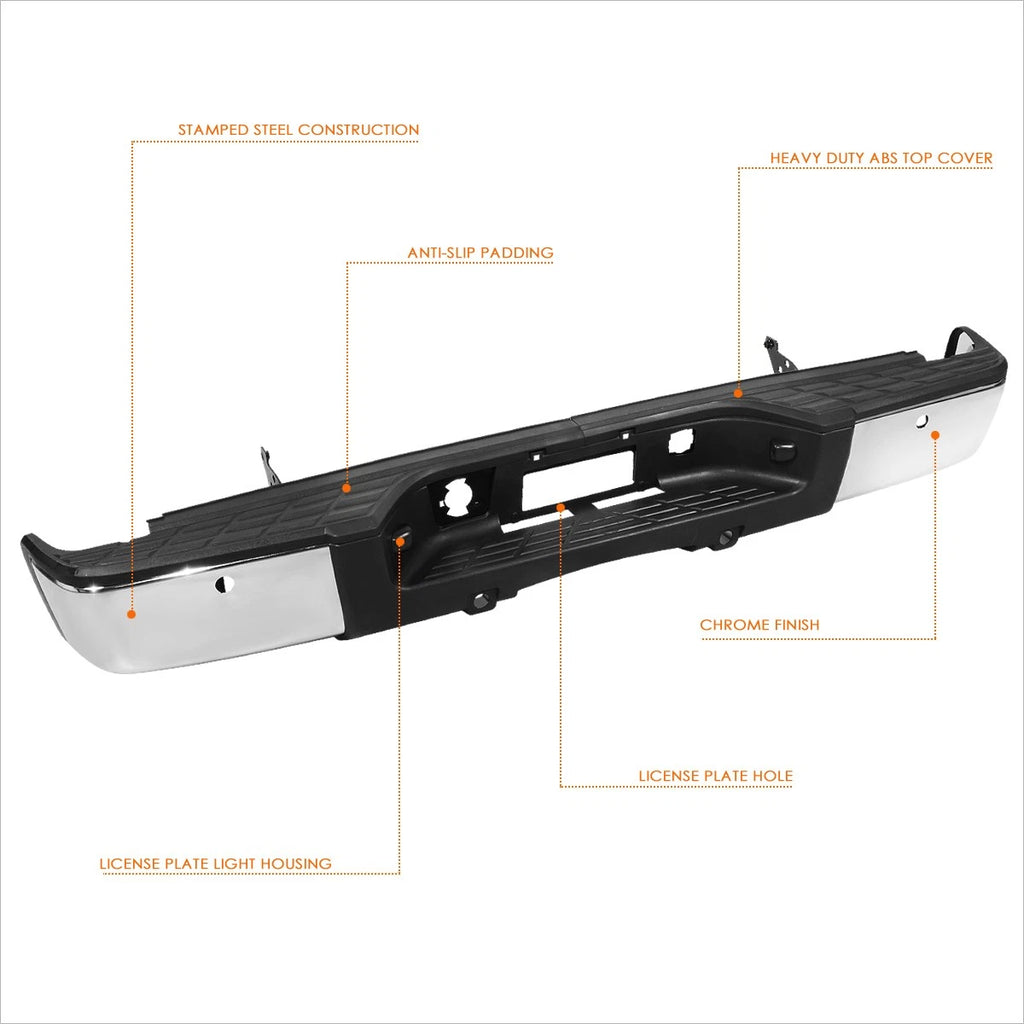 Rear Step Pad Bumper for Silverado/Sierra 1500 (2007–2013) w/ Parking Sensors