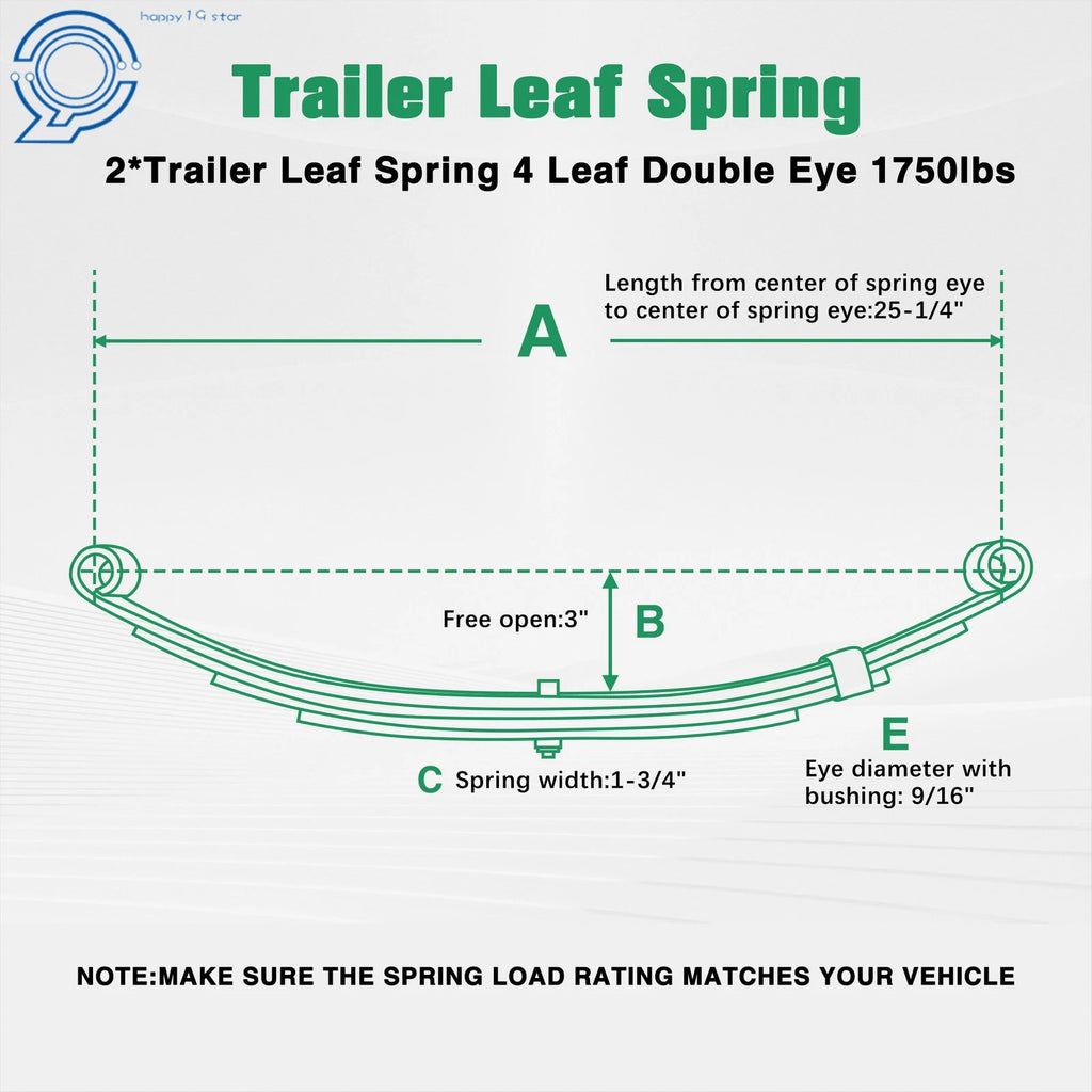 2X 1750lb Capacity 4 Leaf Double Eye Spring for Make Model