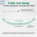 2X 1750lb Capacity 4 Leaf Double Eye Spring for Make Model