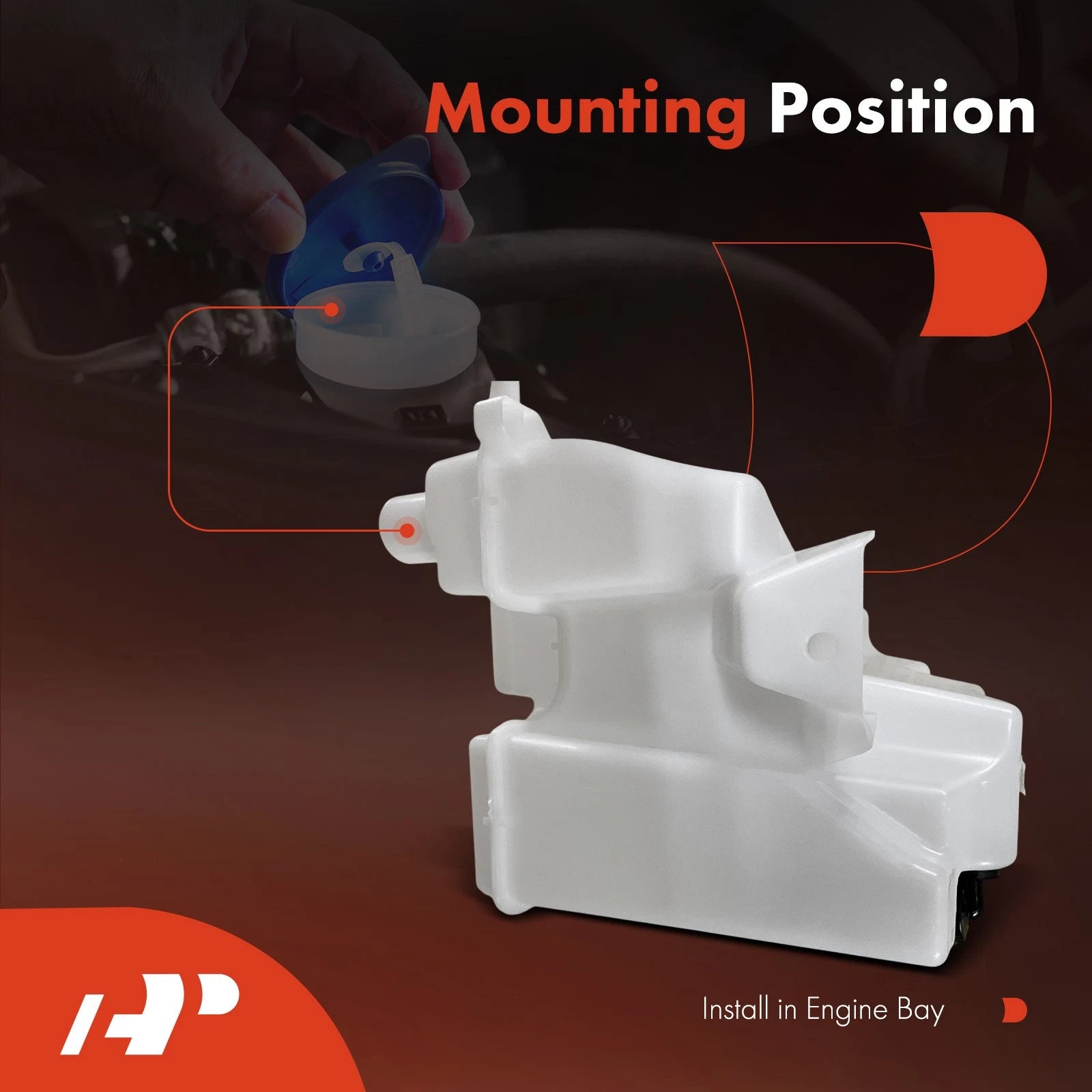 Windshield Washer Reservoir with Pump for Nissan Sentra (2018–2019)