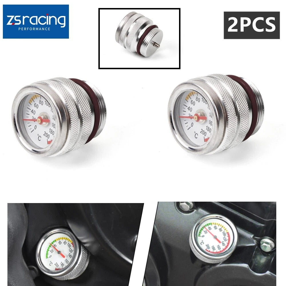 Set of 2 Oil Temperature Gauge Filler Caps for Motorcycle