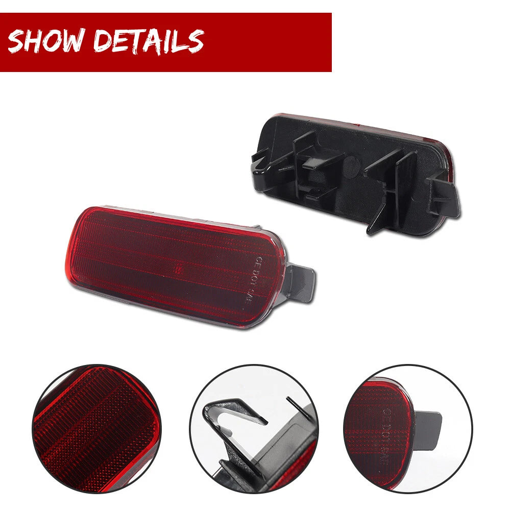 2X Red Lens Rear Bumper Reflector Lights for Honda CR-V (2002–2004)
