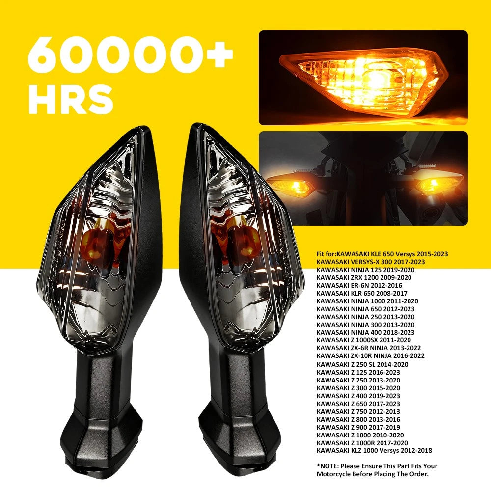 Turn Signal Lights for Kawasaki Ninja 250 300 400 650 Z650 Z900 Z1000 (2013–2023)