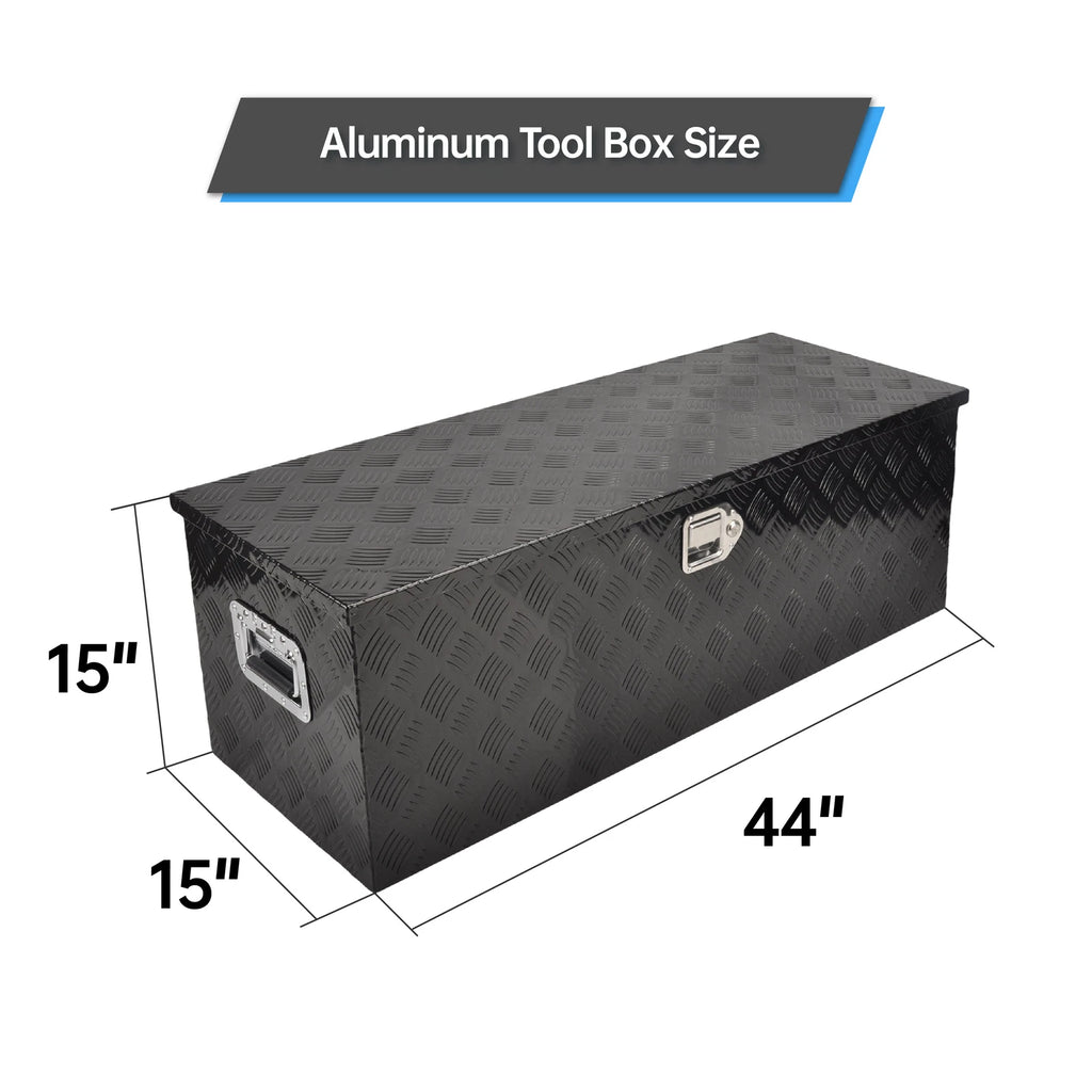 Tool Box for Pickup Truck (44"X15"X15") - Black Aluminum with Lock & Key