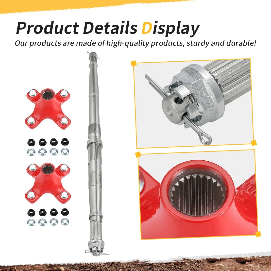 Rear Wheel Axle & Red Hub for Honda TRX250X (2009–2020) Sportrax 250 (2001–2008)