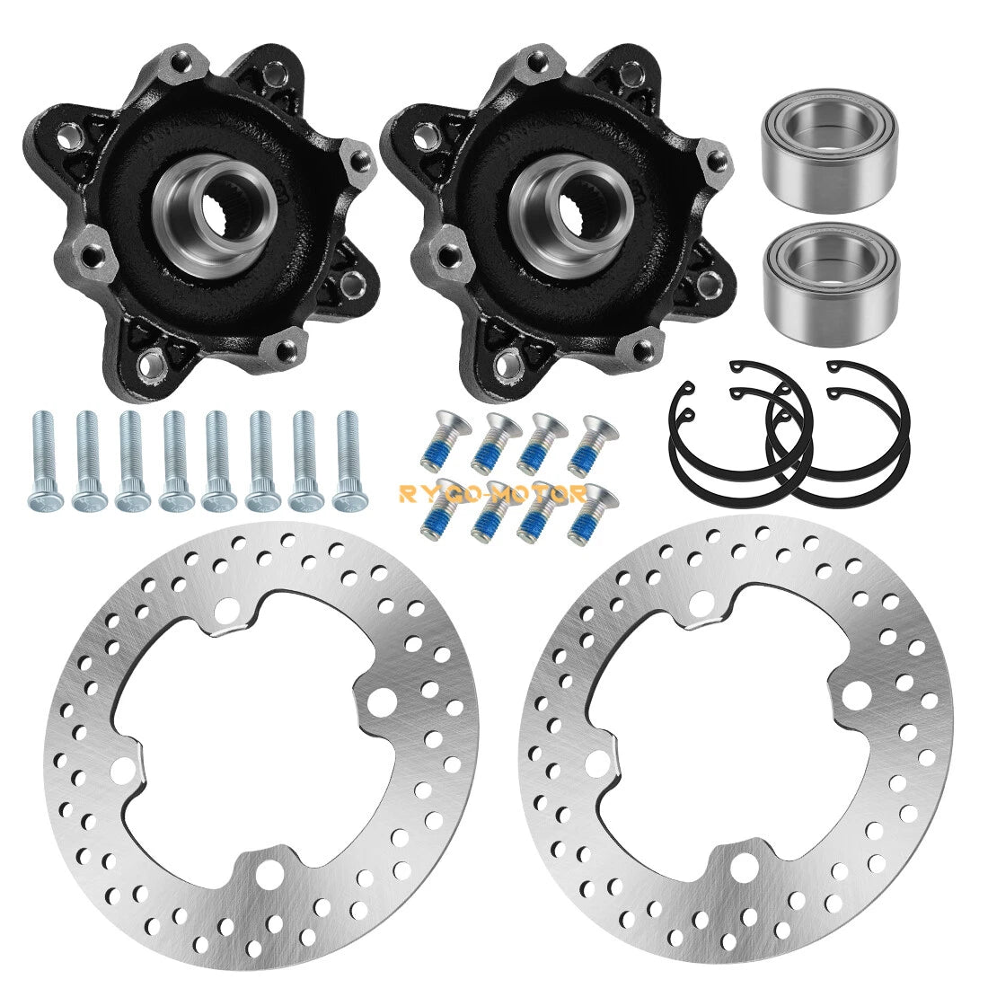 Set of 2 Front Wheel Hub Disc Rotors Bearings for Polaris Ranger 900 800 500