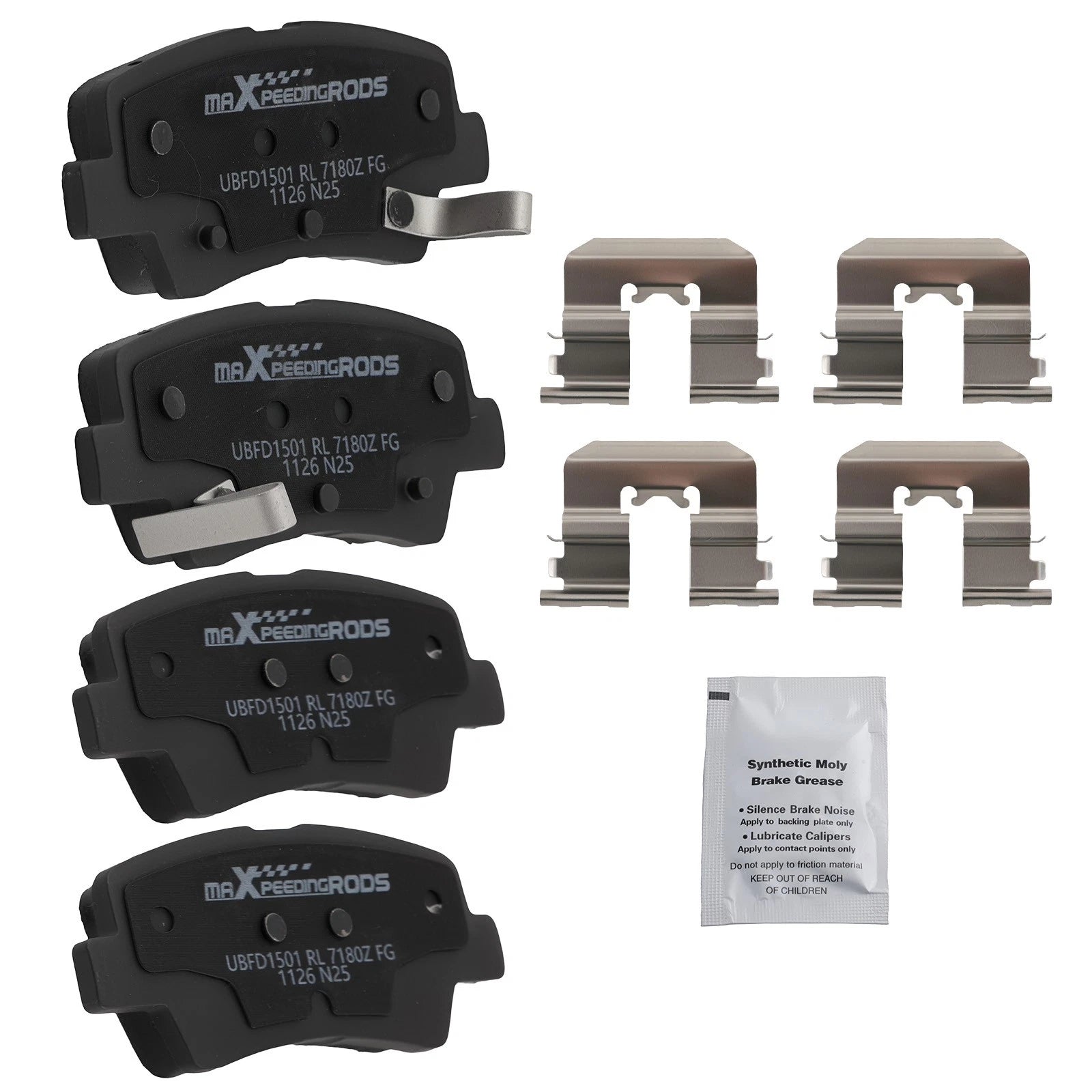 Set of 4 Rear Ceramic Brake Pads for Kia Forte5/Optima (2014–2018) D1544